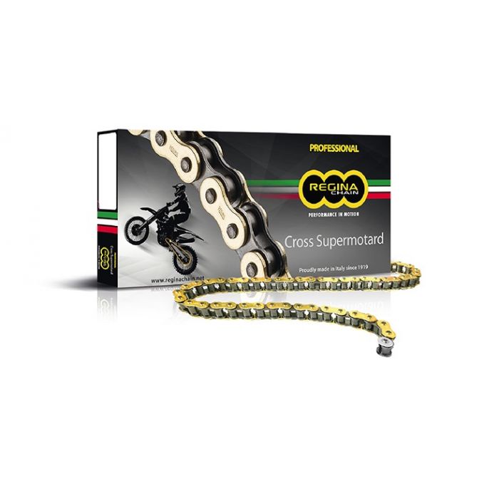 Drive chain Regina chain pitch 520 cross professional without O-RING 120 links -gold Drive chain Regina chain pitch 520 cross professional without O-RING 120 links -gold