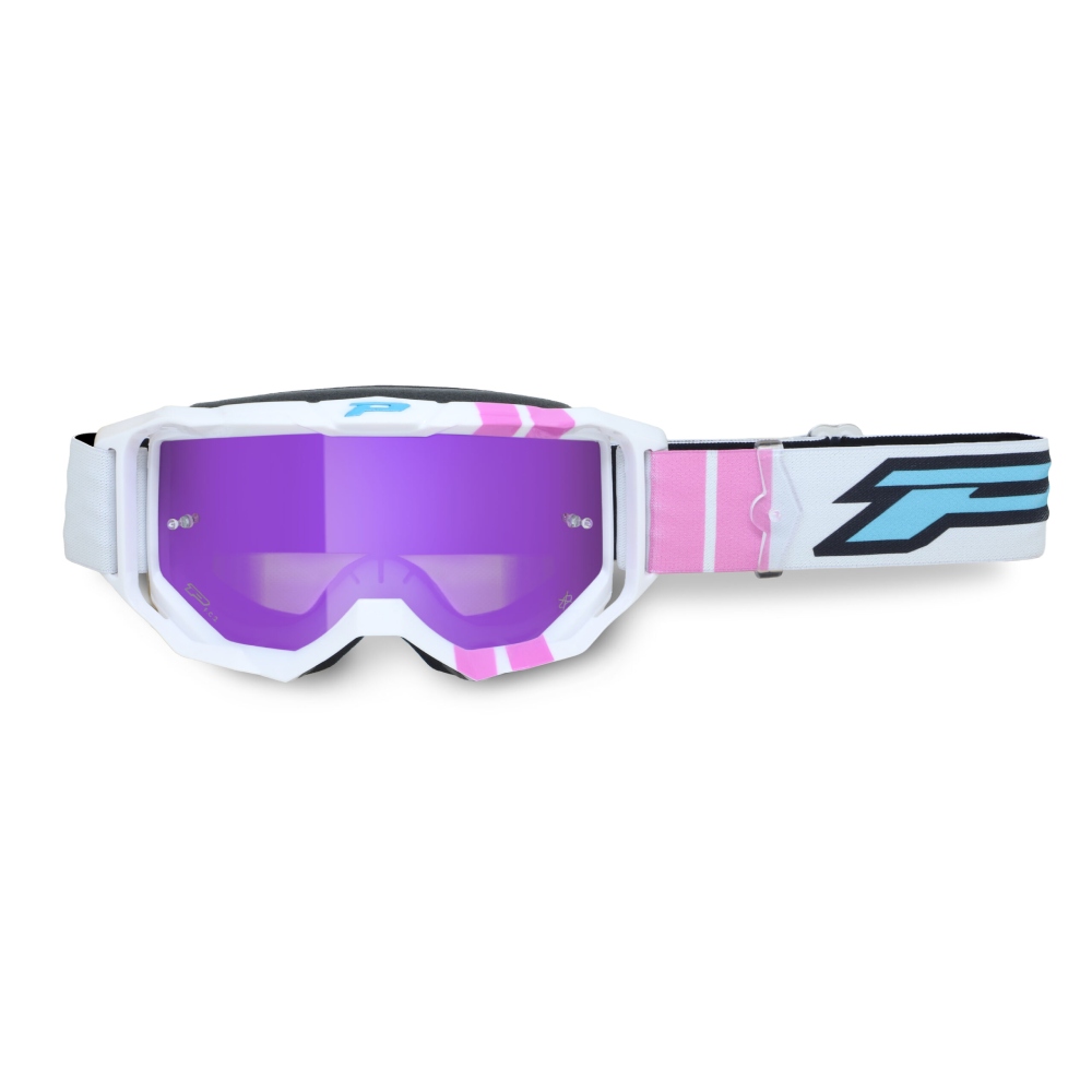Goggles Pro Grip Vision Go - White Pink mirrored lens purple 3300-417-FL