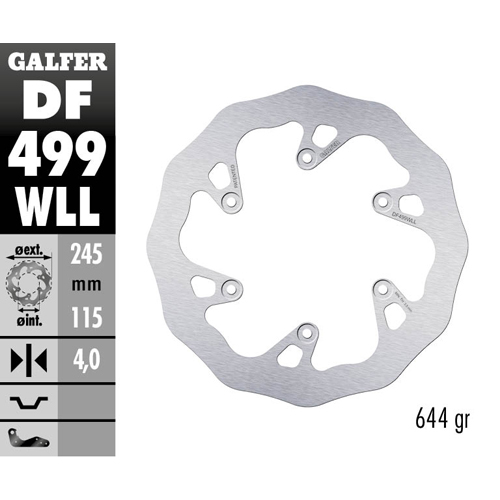 Brake disc Galfer Wave Yamaha YZ 250 (02-18) rear solid DF499WLL
