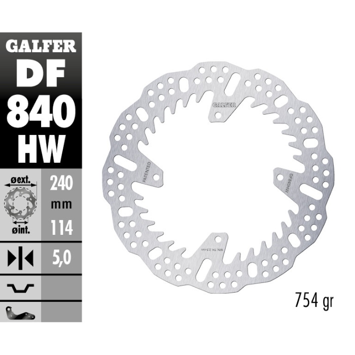 Brake disc Galfer Shark TM EN/MX 250 F (15-25) rear - 5 mm DF840HW