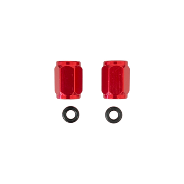 Pair of tire valve caps red