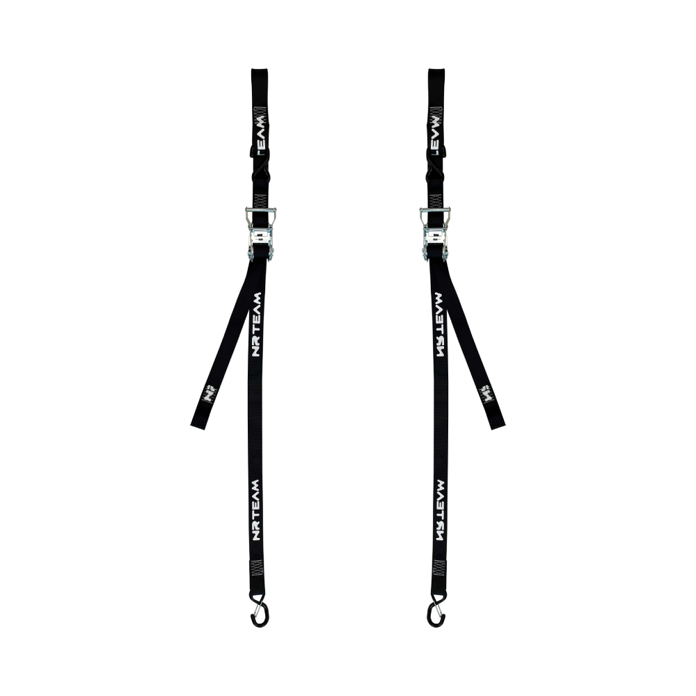 Pair of ratchet tie-down straps for motorcycle 38mm NRTeam black