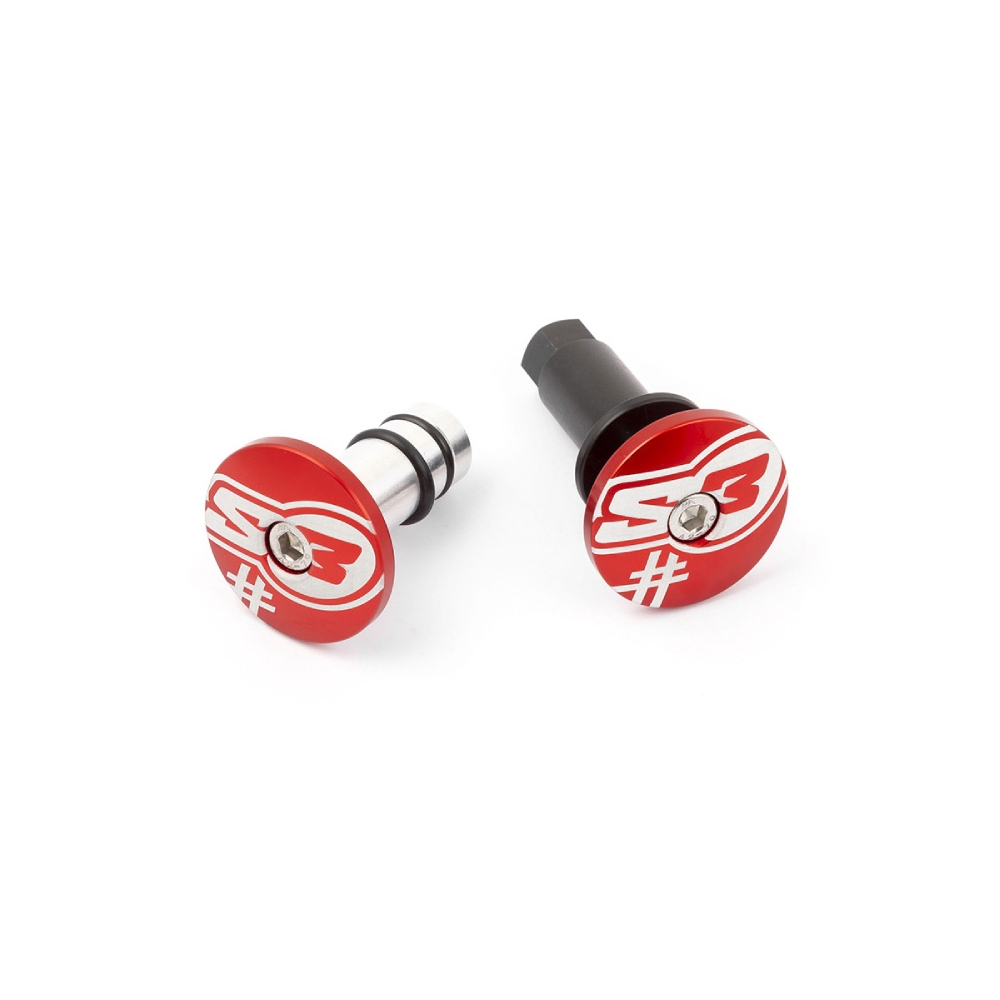 Pair of handlebar end caps S3 red Five Pair of handlebar end caps S3 red Five